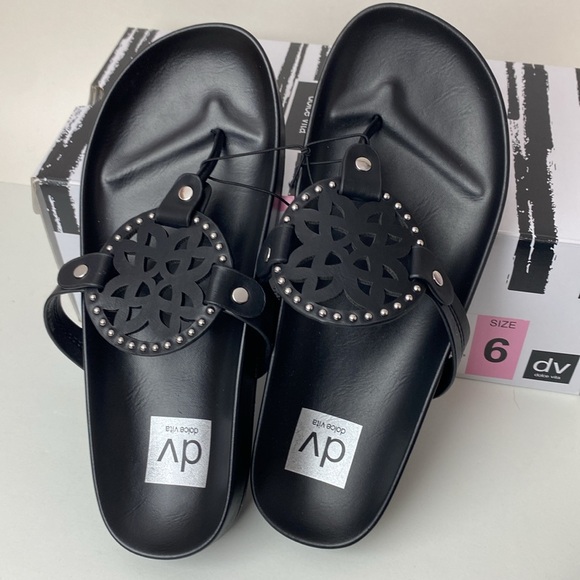 Dolce Vita footbed sandal Pandora size 6 black sandals NEW in box - Picture 1 of 13
